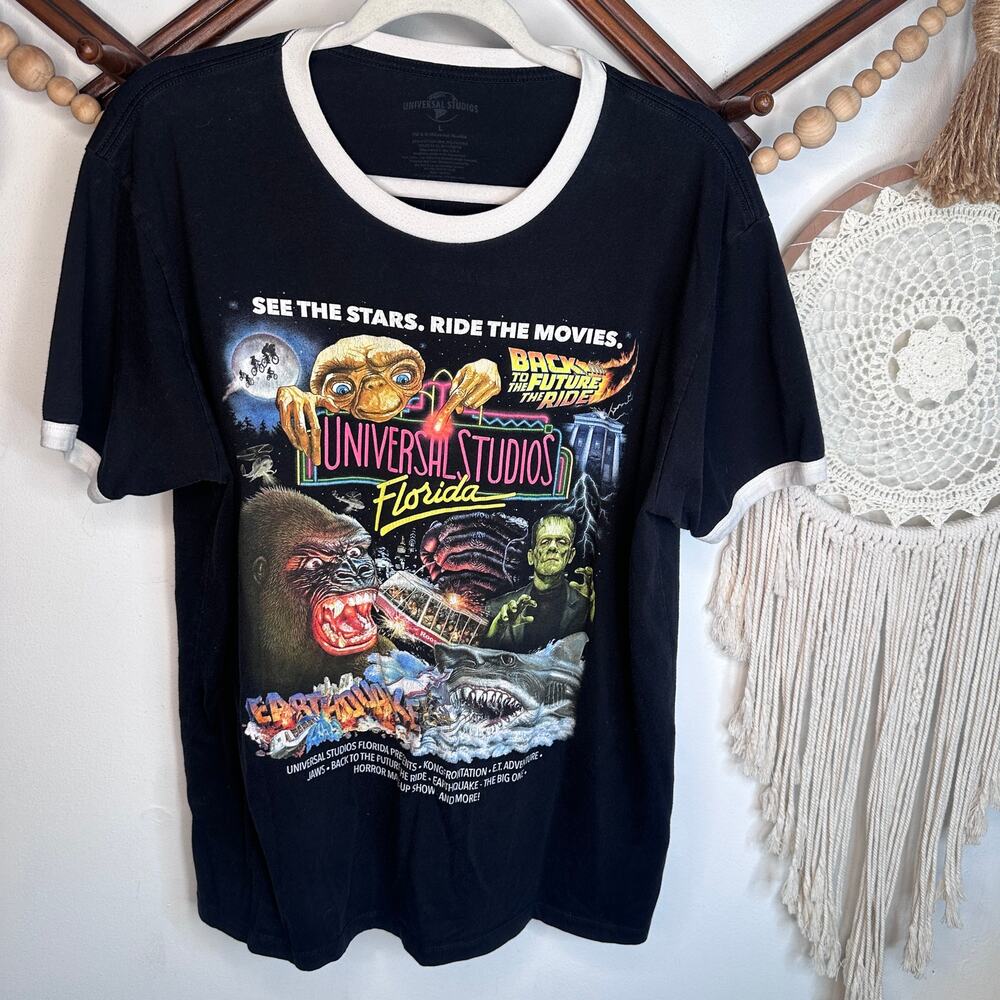 Universal Studios Black Graphic Ringer T